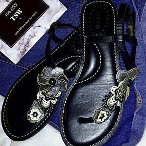 FOSSIL BLACK LEATHER SANDALS 7
